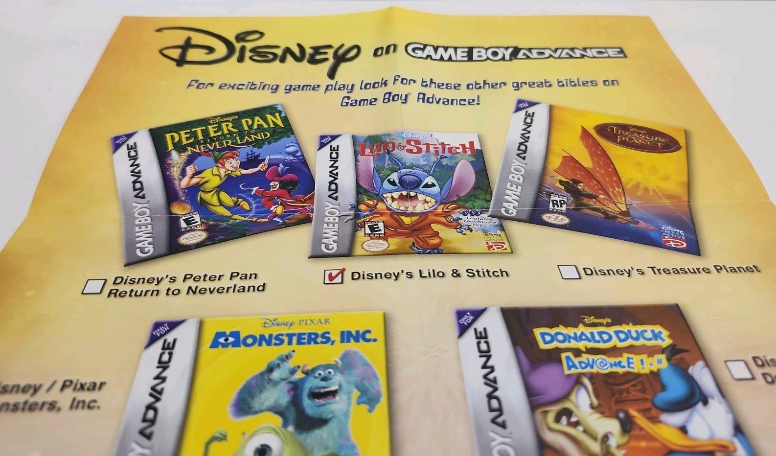 Disney’s Treasure Planet Foldable Double Sided Gameboy Advance Poster 2002
