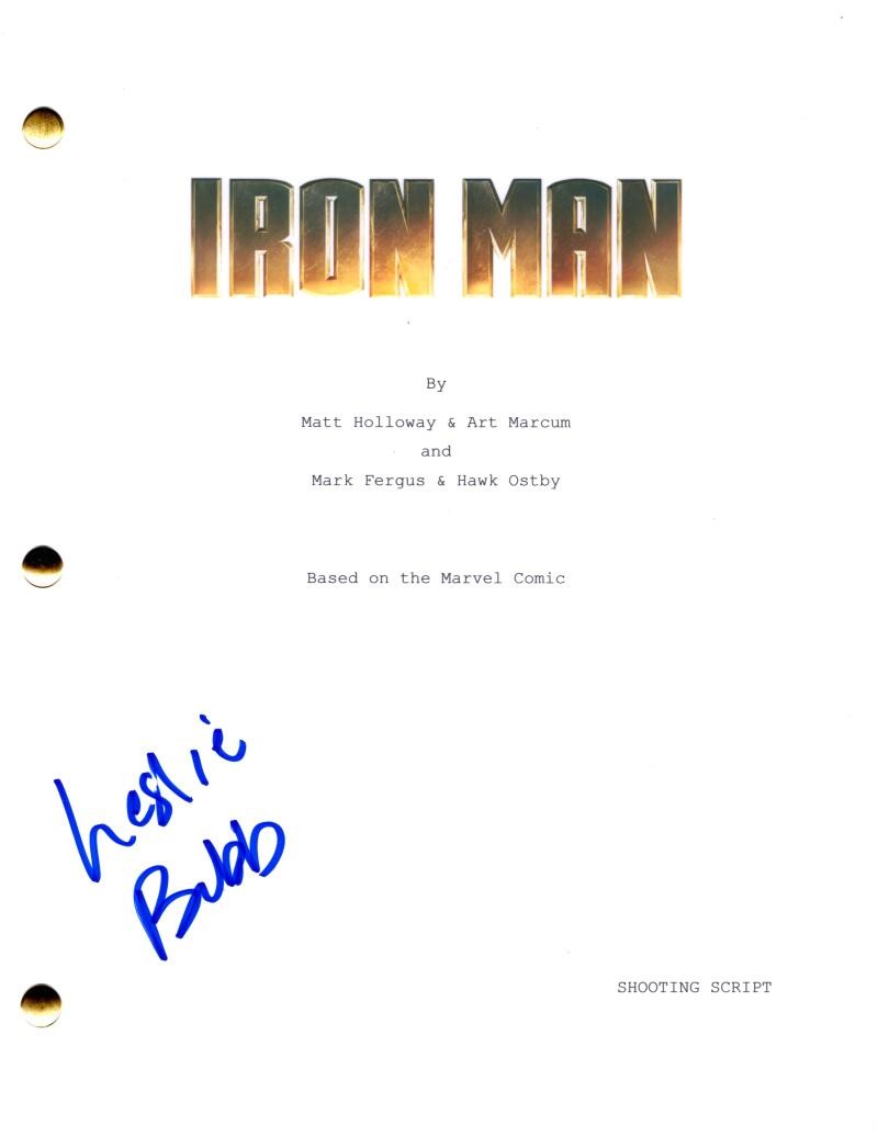 Leslie Bibb Signed Autograph Iron Man Movie Script Screenplay Christine Everhart