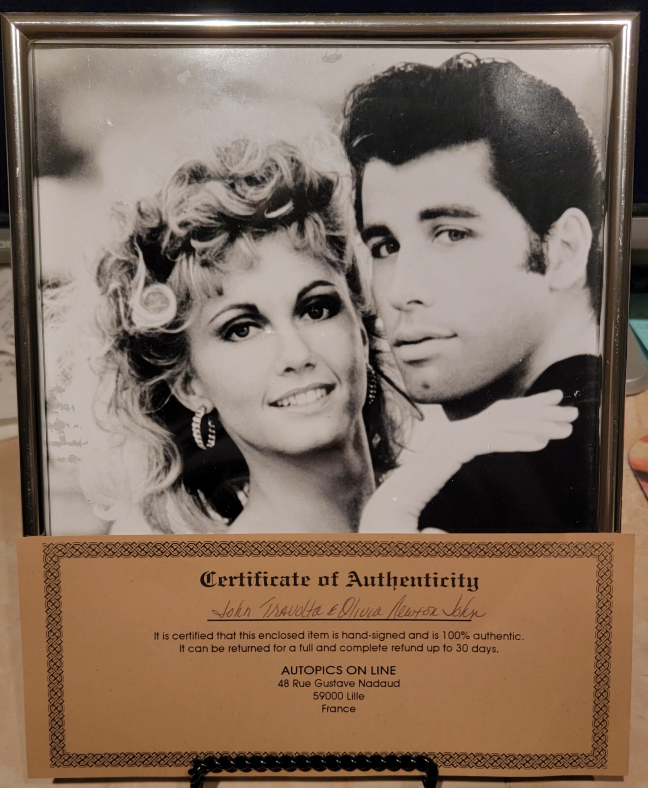 Olivia Newton-John & John Travolta “Grease” AUTOGRAPHS Signed 8×10 Framed COA