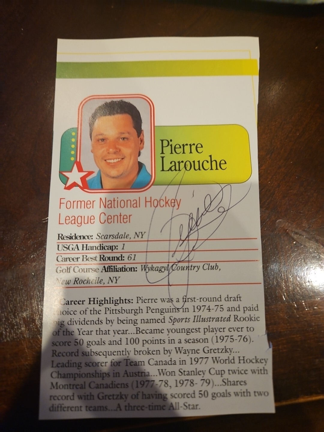 Pierre Larouche signed 3.5×6.5 magazine cut out signature autographed autograph