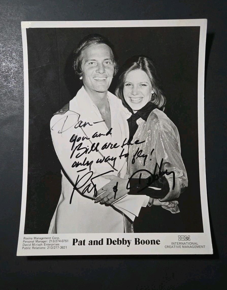 Vintage Pat Boone Debby Boone Dual Signed 8×10 Photo Autographed