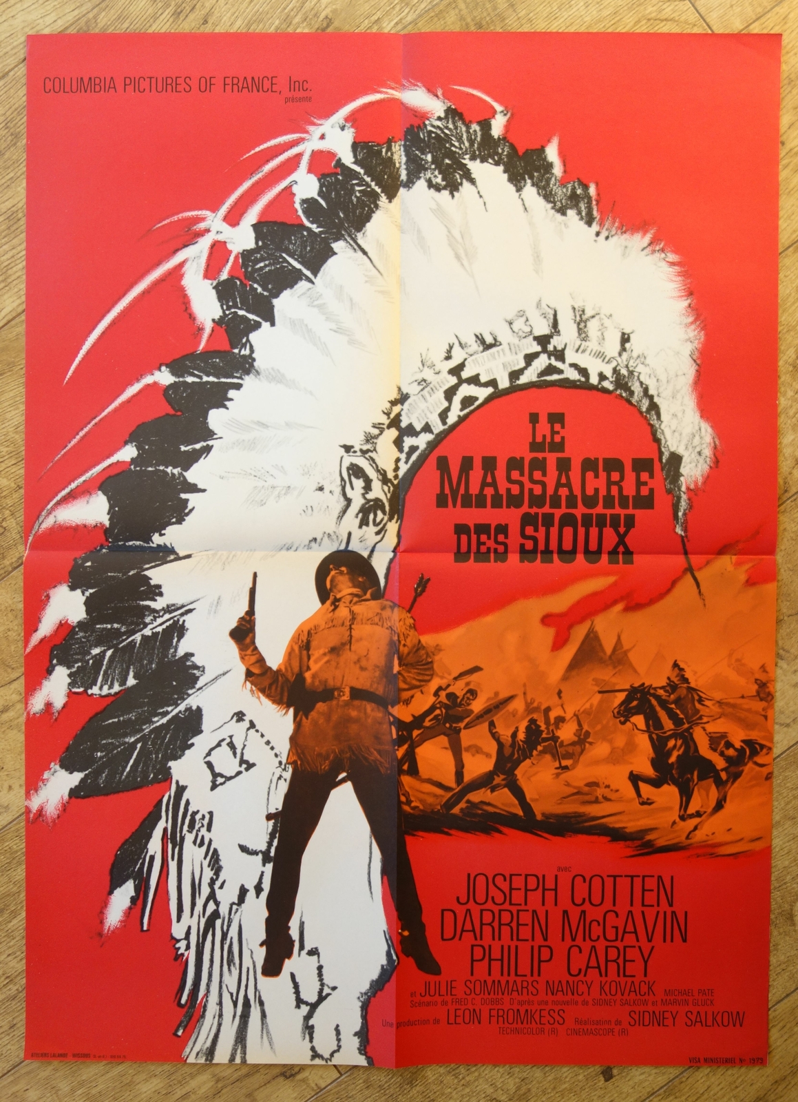 GREAT SIOUX MASSACRE western Cotton original MEDIUM french movie poster ’65
