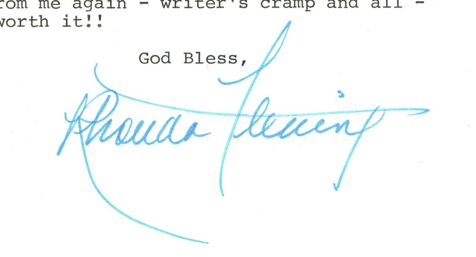 Rhonda Fleming Signed Letter