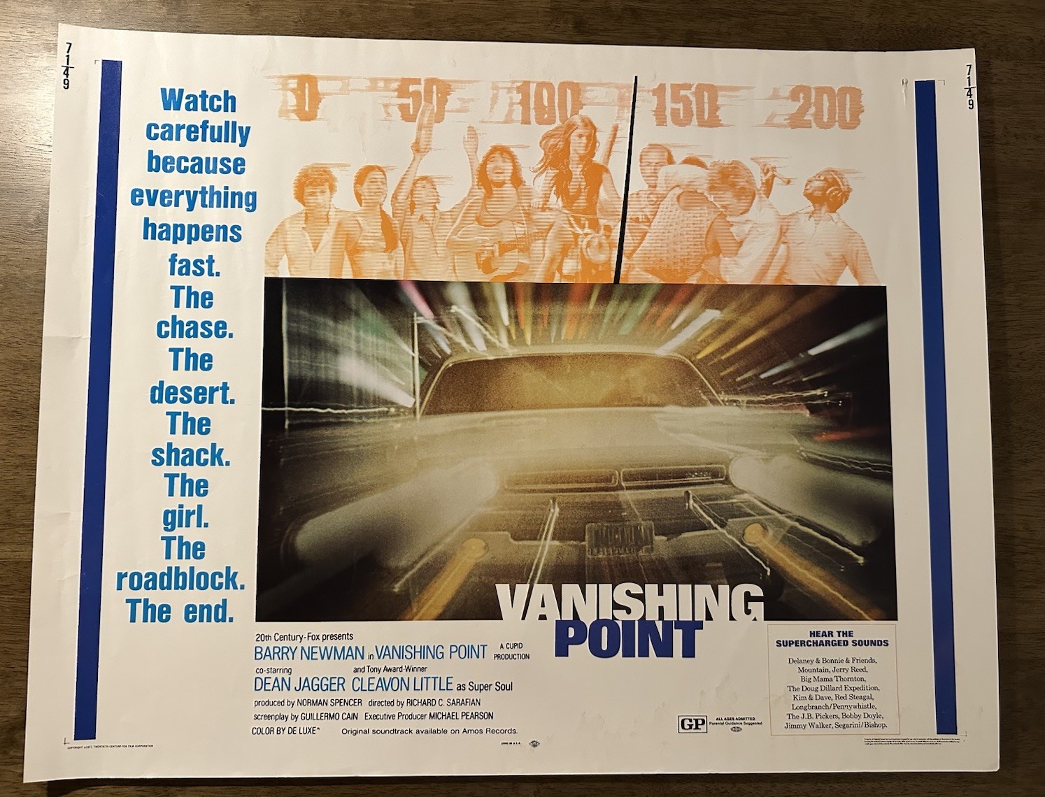 Original 1971 Vanishing Point Movie Poster – Half Sheet (22×28) – Cult Classic