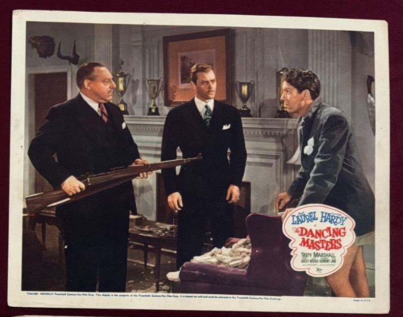 DANCING MASTERS LAUREL AND HARDY LOBBY CARDS (2) 1943
