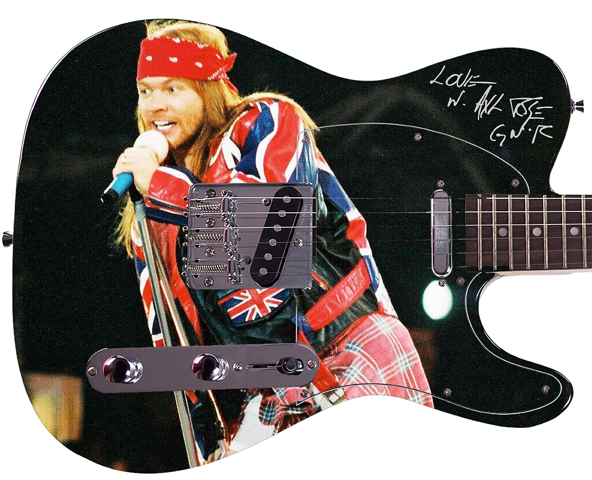 Rose AxlRose Autographed Photo Guitar Concert