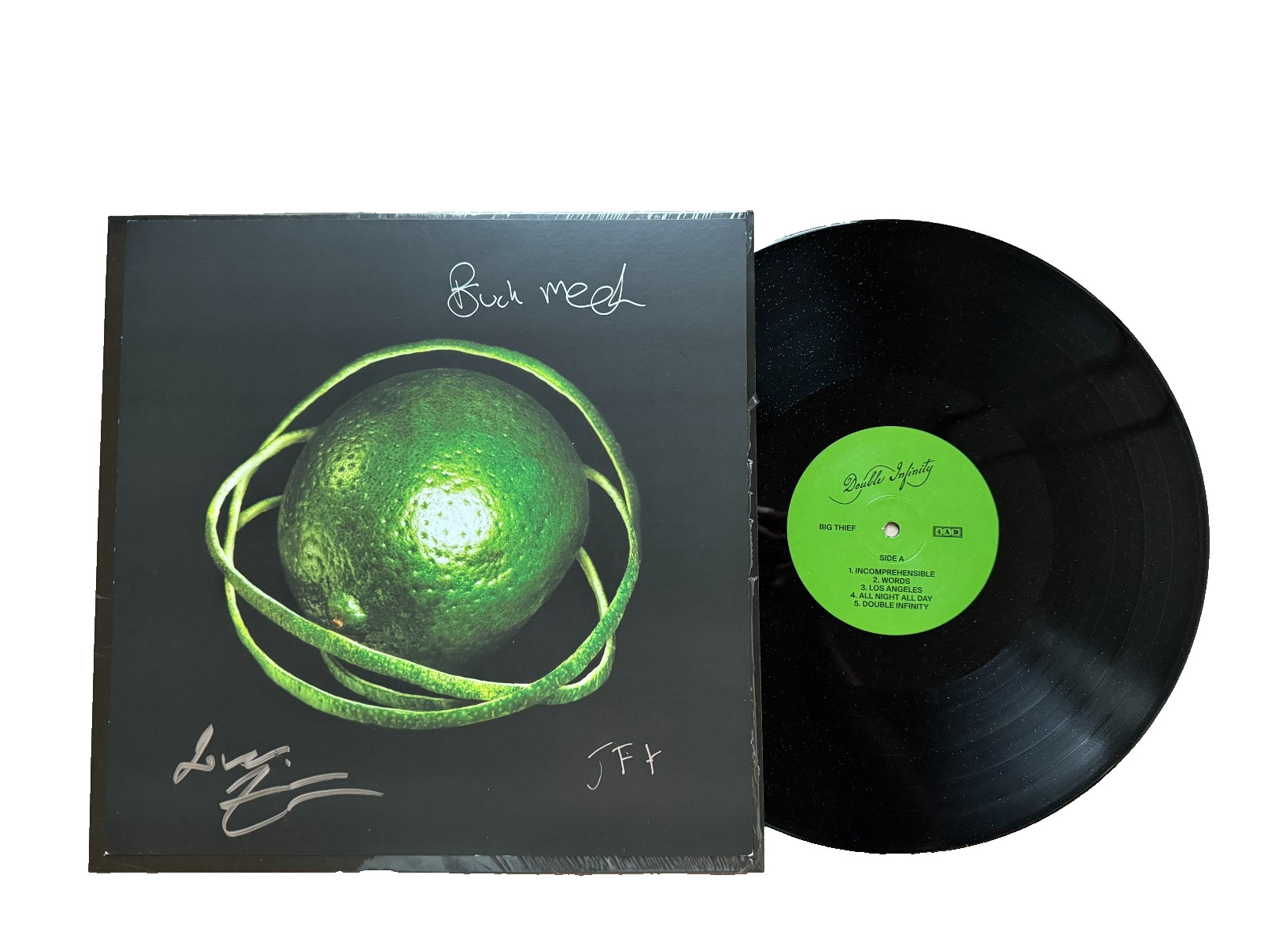 BIG THIEF SIGNED DOUBLE INFININTY 12″ FLAT W/ SPARKLE VINYL AUTOGRAPH COA A