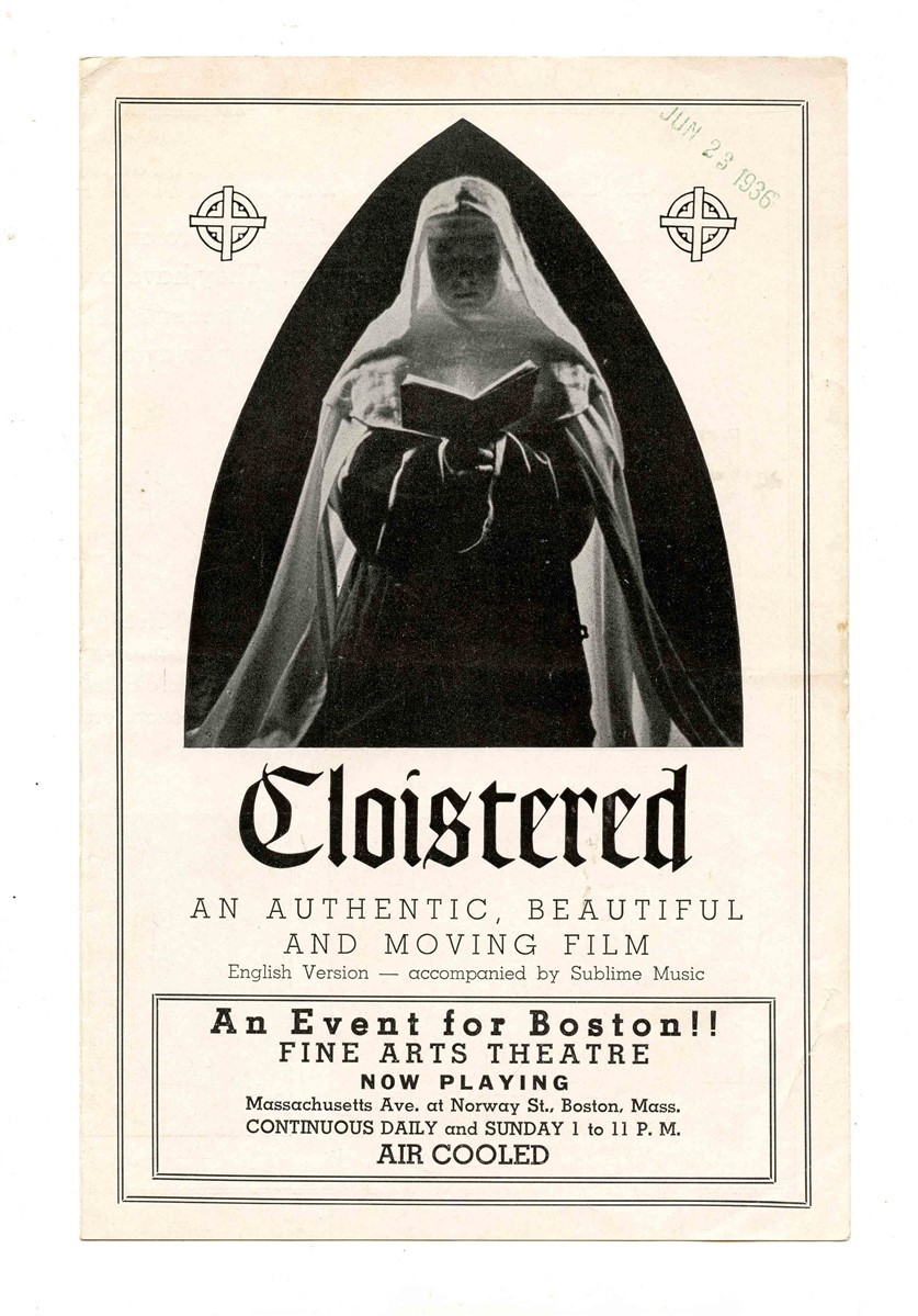 Cloistered Movie Flyer Boston Fine Arts Theatre 1936