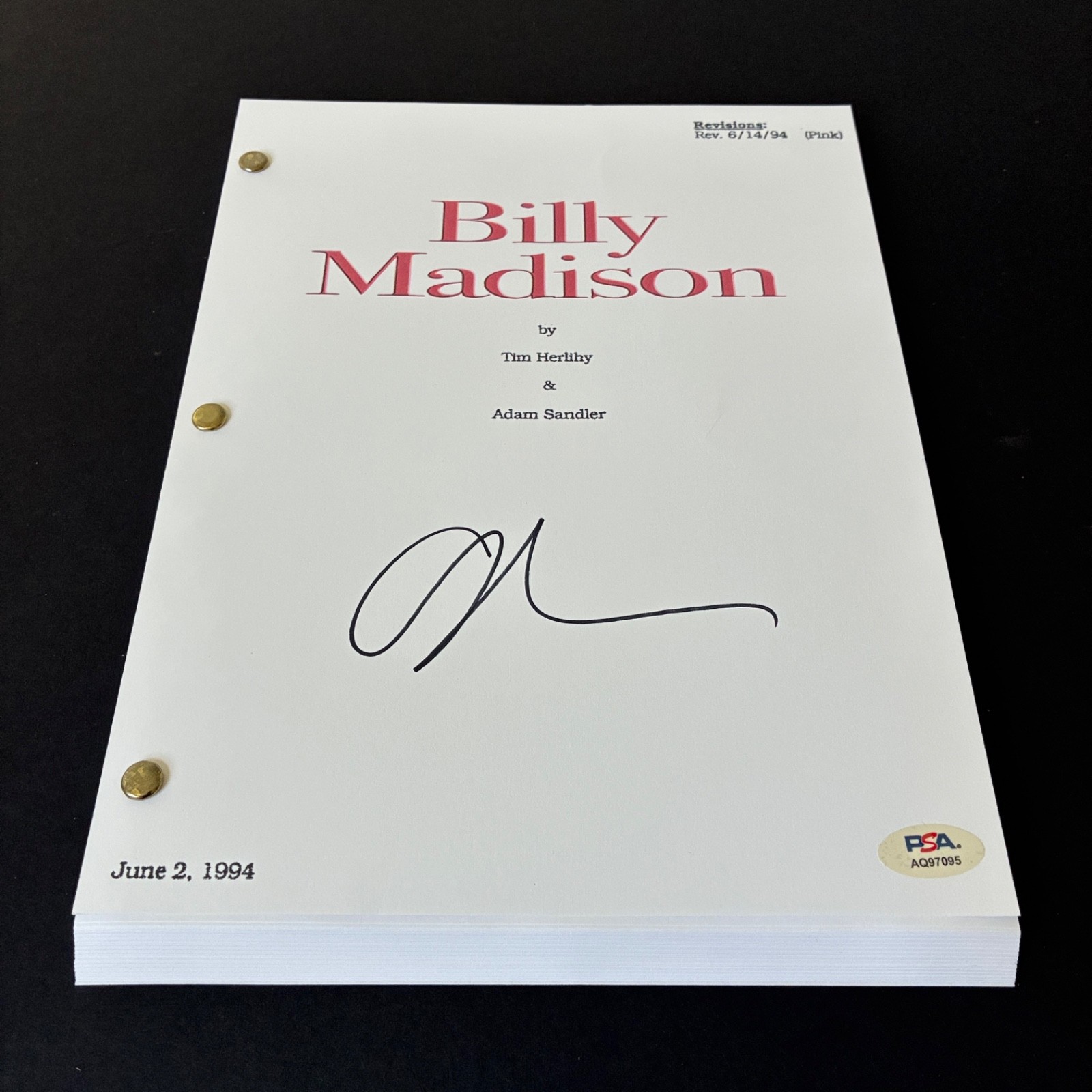 ADAM SANDLER SIGNED BILLY MADISON SCRIPT FULL 117 PAGES AUTOGRAPH PSA DNA