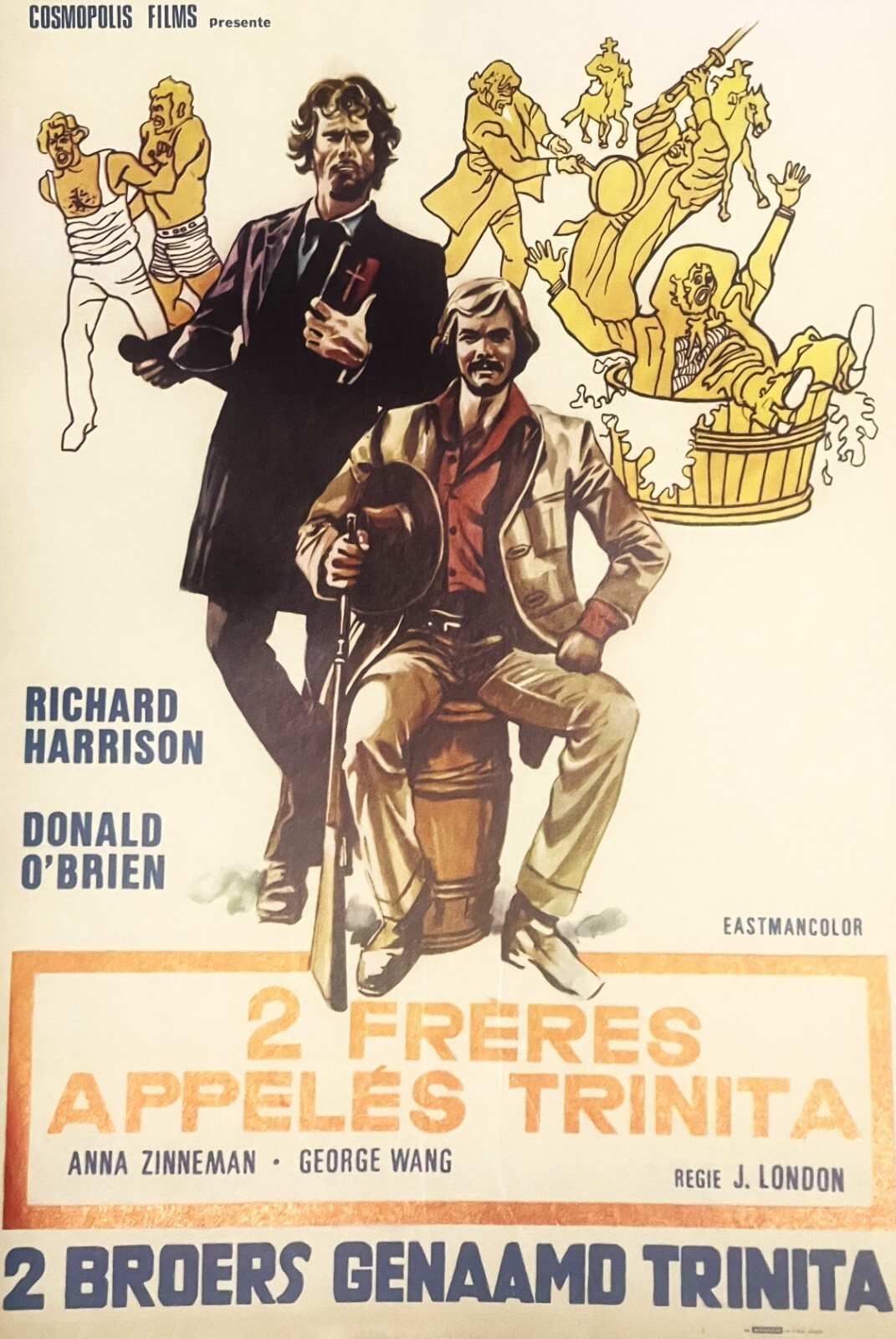 Rare Vintage 1972 2 Freres Appeles Trinita Belgium Movie Poster, Classic Western
