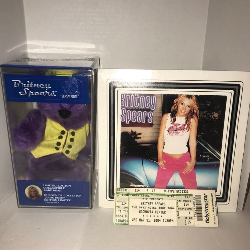 Britney Spears SENSATIONAL Bear Limited Edition W/Vintage Concert Ticket