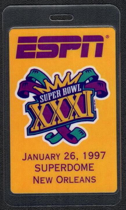 Super Bowl XXXI (31) Pass – 1997 ESPN Laminated Pass