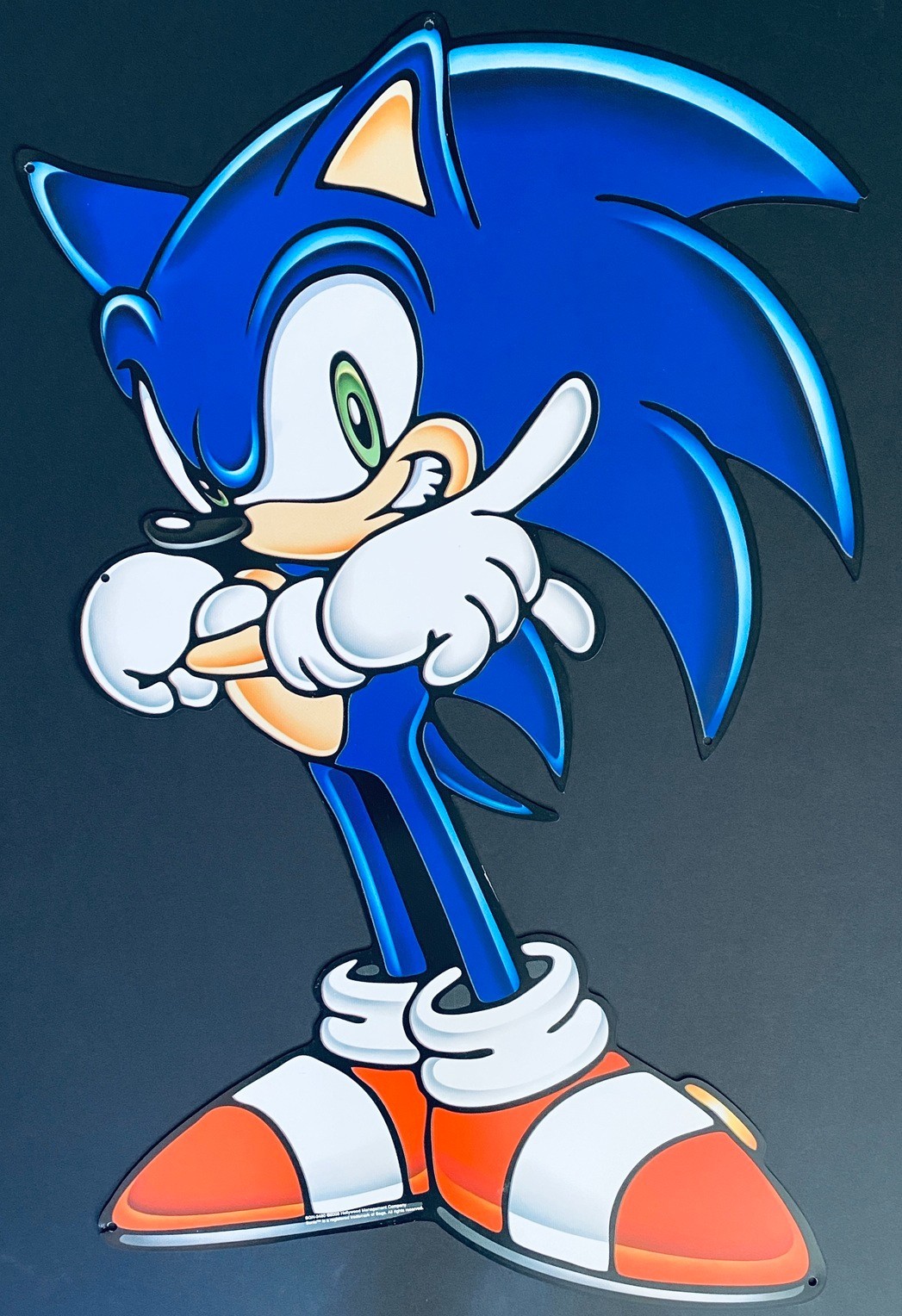 ULTRA RARE VINTAGE SEGA SONIC THE HEDGEHOG 38″ X 25″ VINYL WALL DISPLAY SIGN !