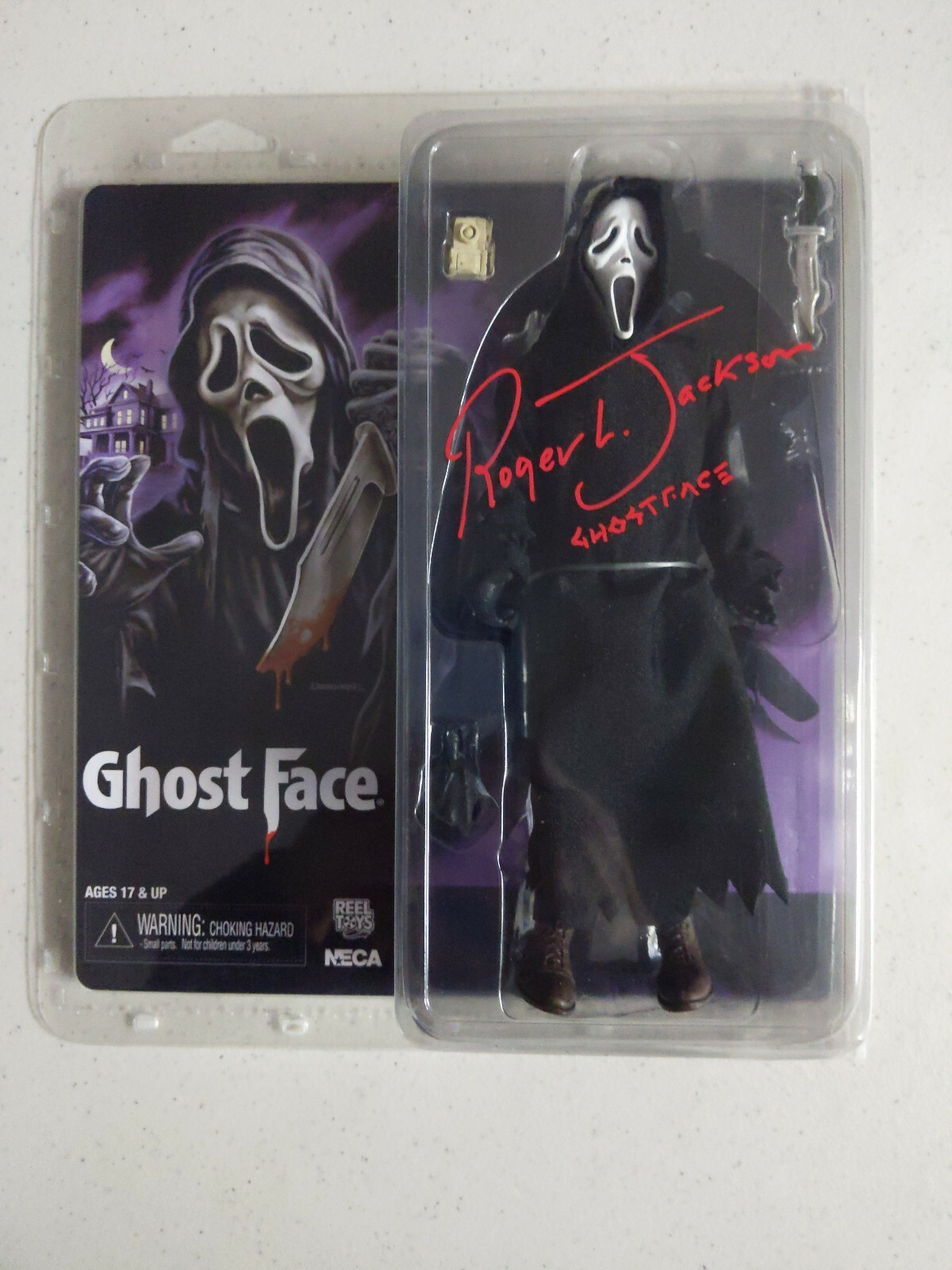 Roger JACKSON Signed Scream NECA Clamshell Figure Ghostface Autograph BAS JSA