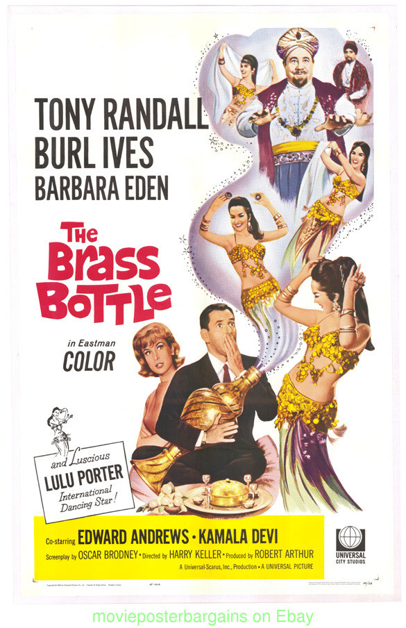 BRASS BOTTLE MOVIE POSTER BARBARA EDEN 1964 LINENBACKED