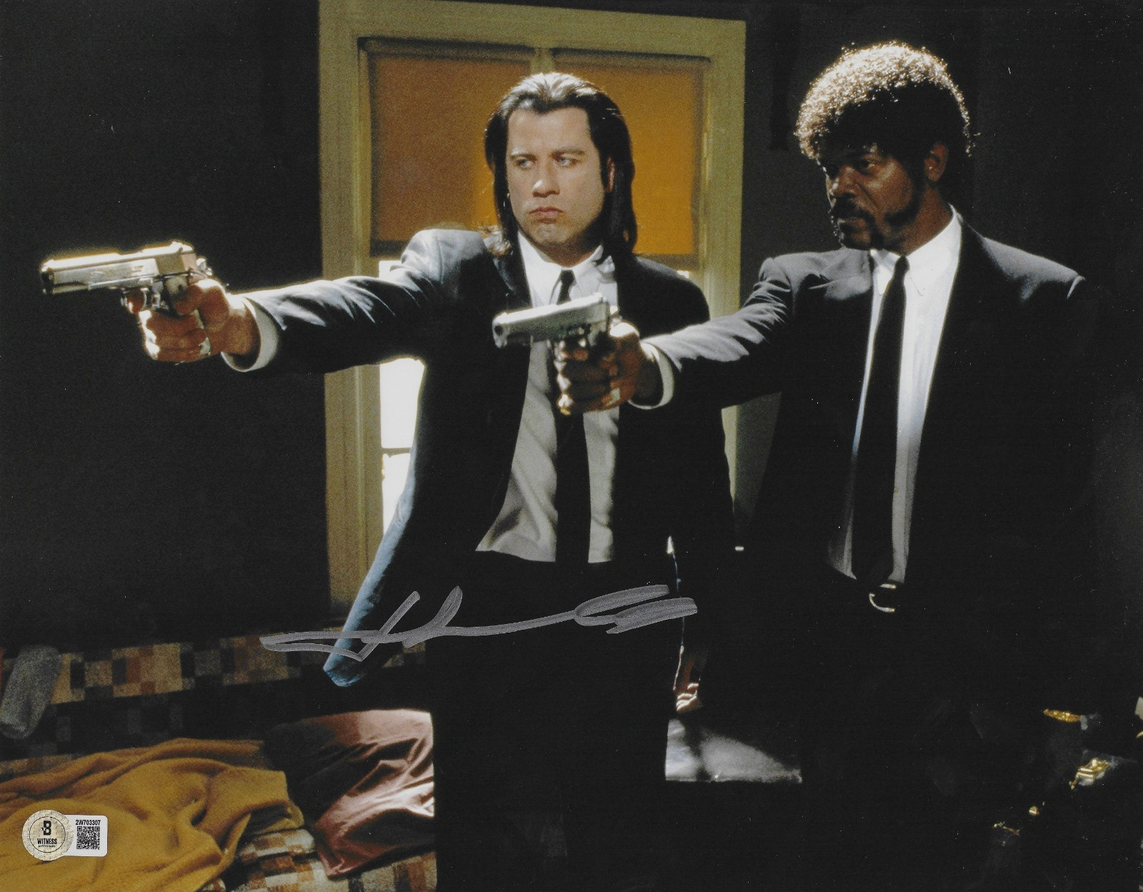 John Travolta Signed 11×14 Pulp Fiction Photo Beckett BAS Witnessed
