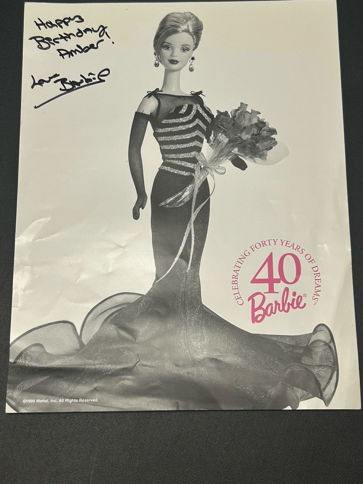 Signed Vintage 1999 40th anniversary Barbie Collector Edition poster