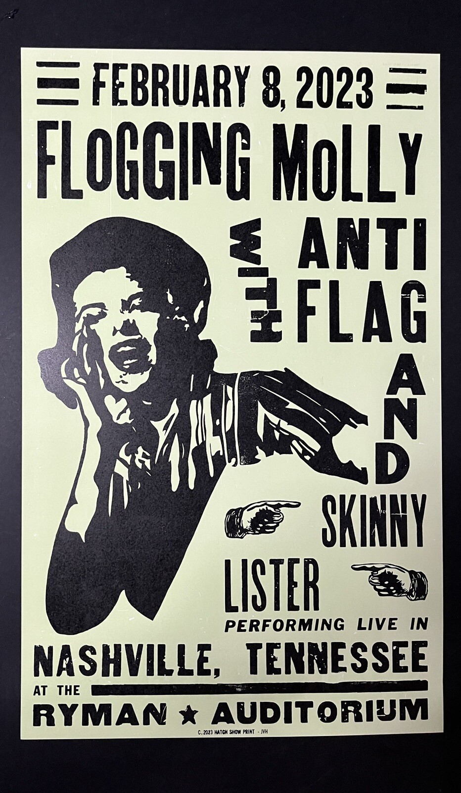2023.02.08 Hatch Show Print Flogging Molly with Anti Flag Concert Poster @ Ryman