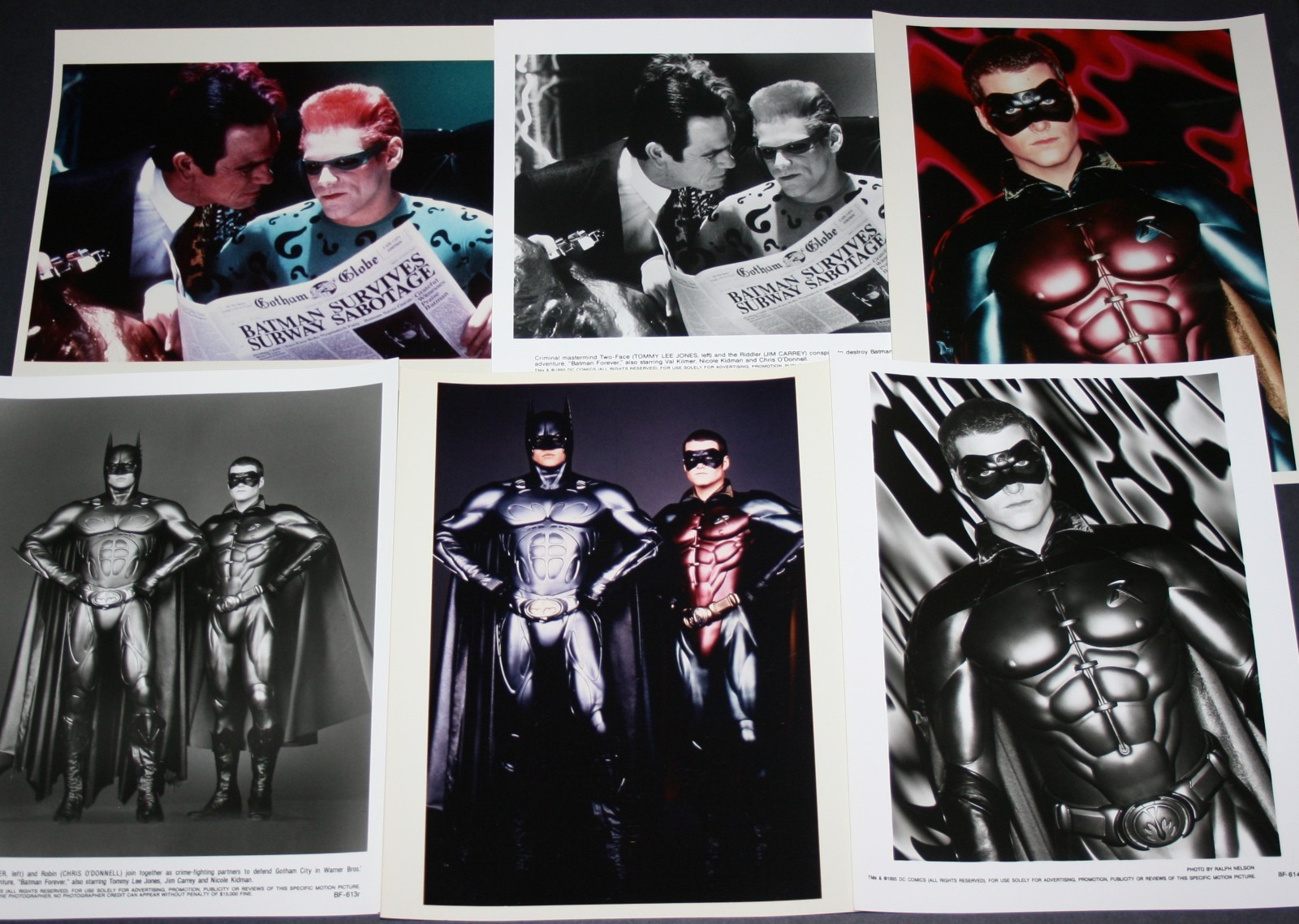 BATMAN FOREVER Original Photo Lot of 16 VAL KILMER*JIM CARREY*O’DONNELL*KIDMAN