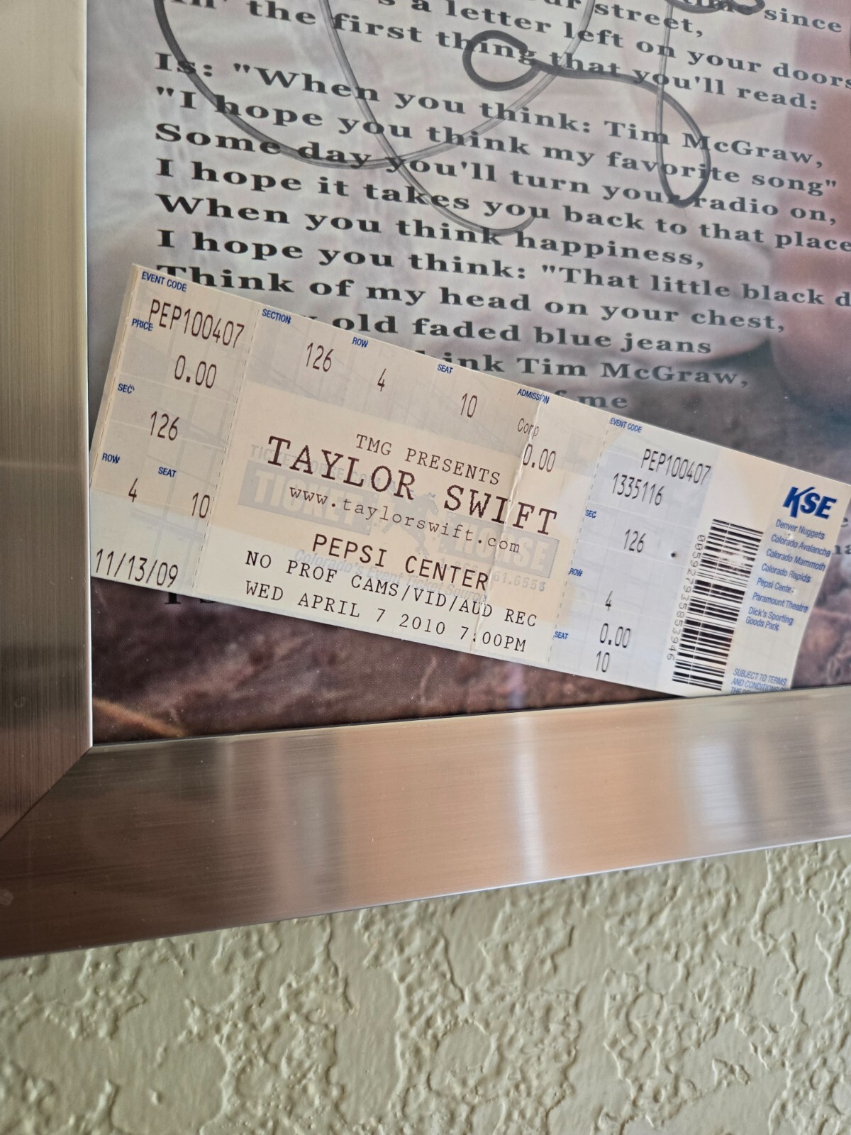 Taylor Swift 2007 Printed Signed Poster From Self Debut Album Tim McGraw Limited