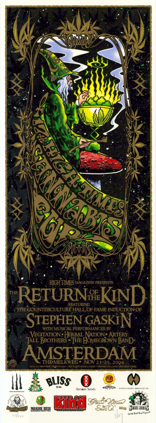 MINT/SIGNED 17th CANNIBUS CUP Amsterdam Gandolf HIGH TIMES Poster 313/420