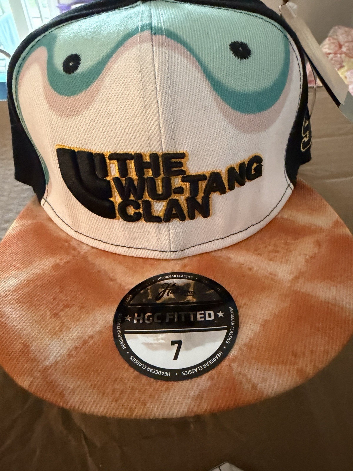 Wu-Tang Clan Headgear Classics Fitted Hat Size 7 White/Orange Rap Hip Hop!!🔥🔥