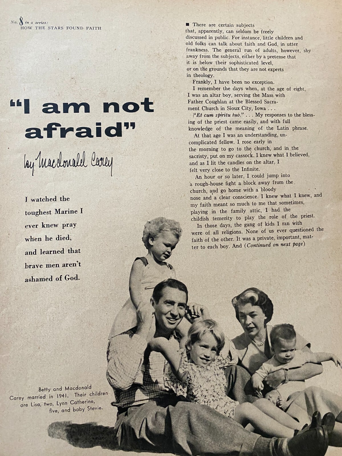 Macdonald Carey, Full Page Vintage Clipping