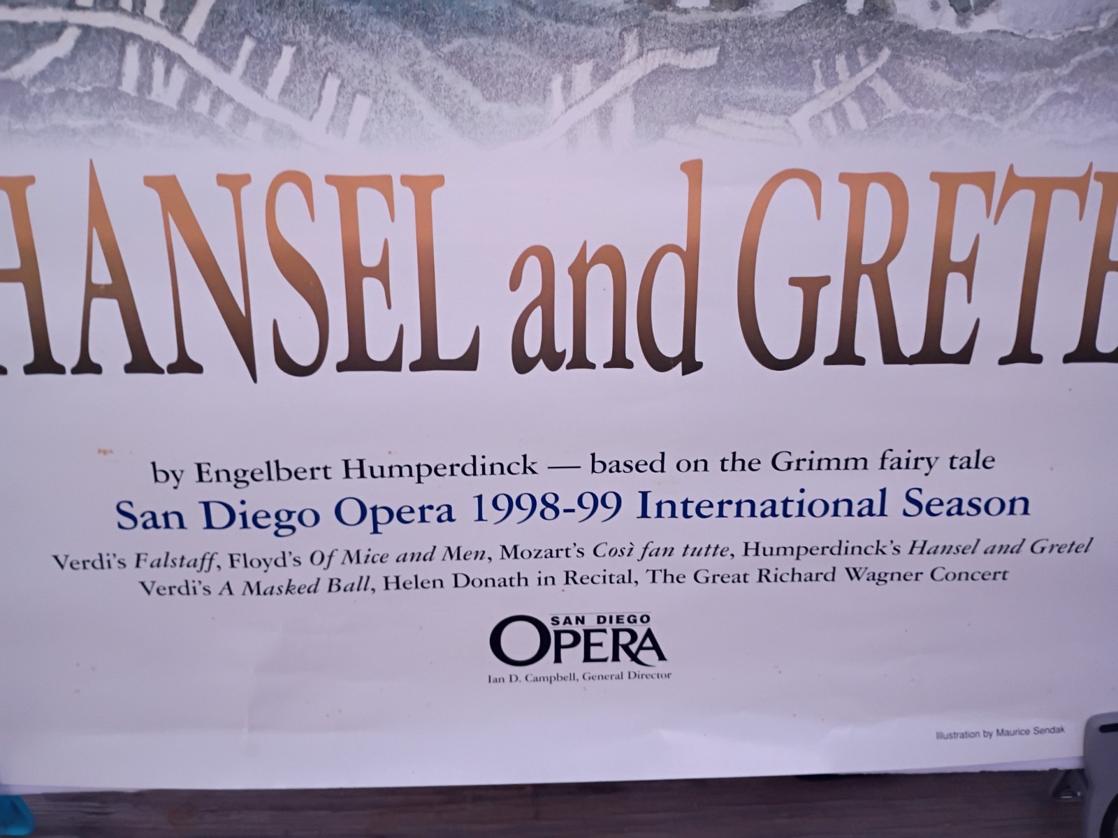 Vintage Maurice Sendak Hansel & Gretel San Diego Opera 1998 Poster Illustration