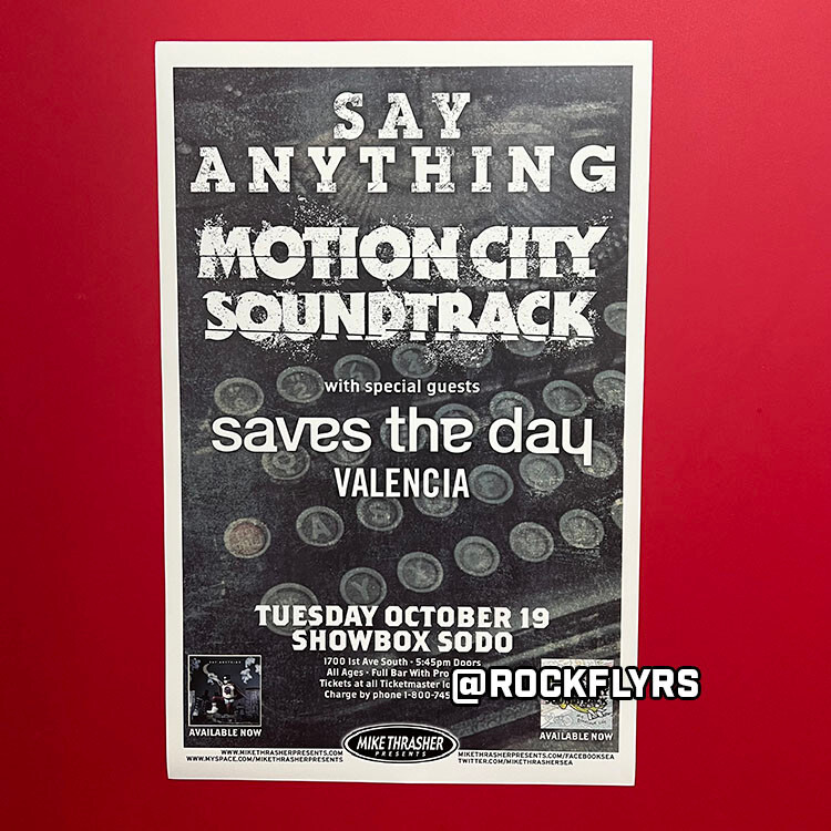 SAY ANYTHING + MOTION CITY SOUNDTRACK 2010 Concert Promo 11×17 Street Poster.