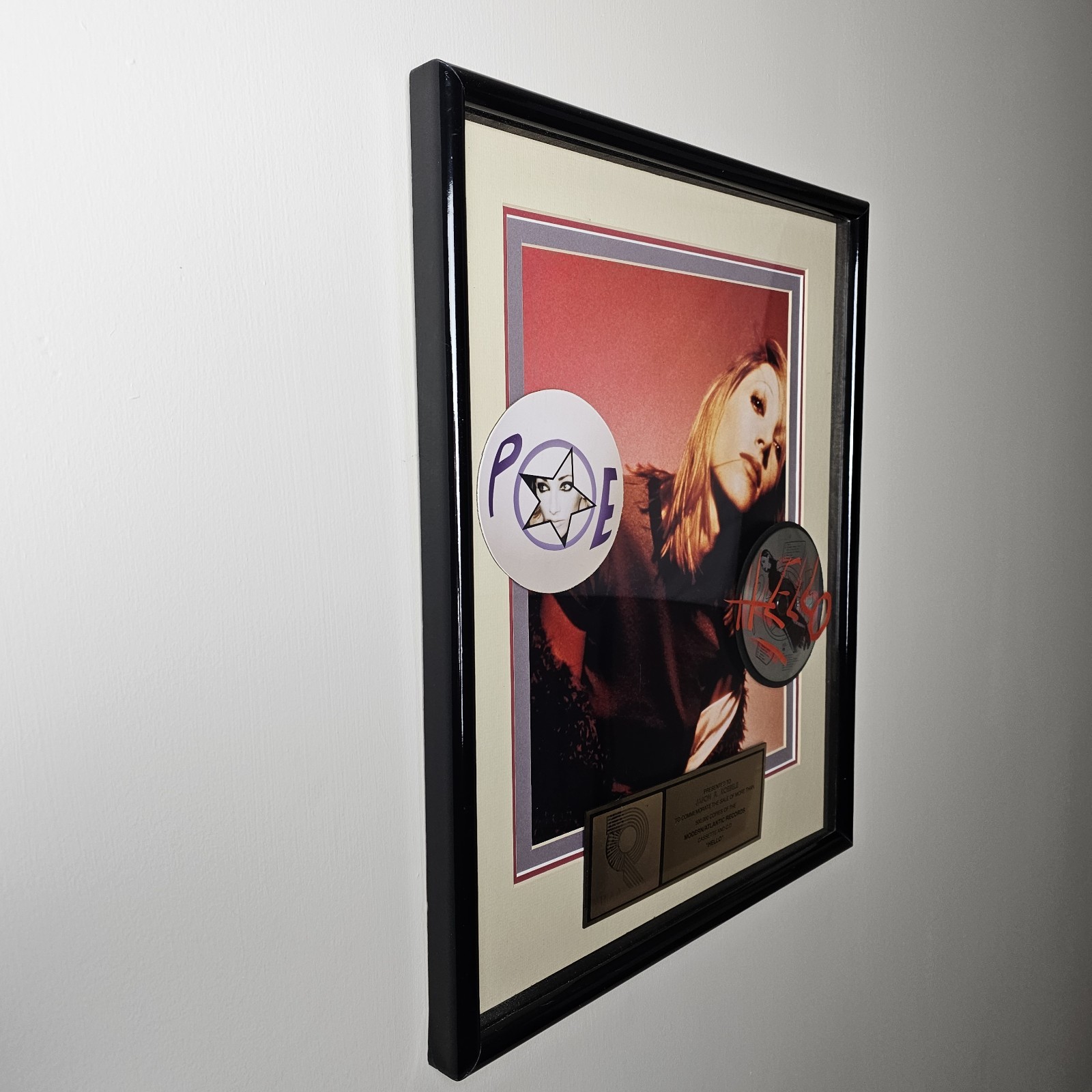 ART – Gold Music Album Award – POE – Hello – RIAA Sales Award 21×17 Framed Art
