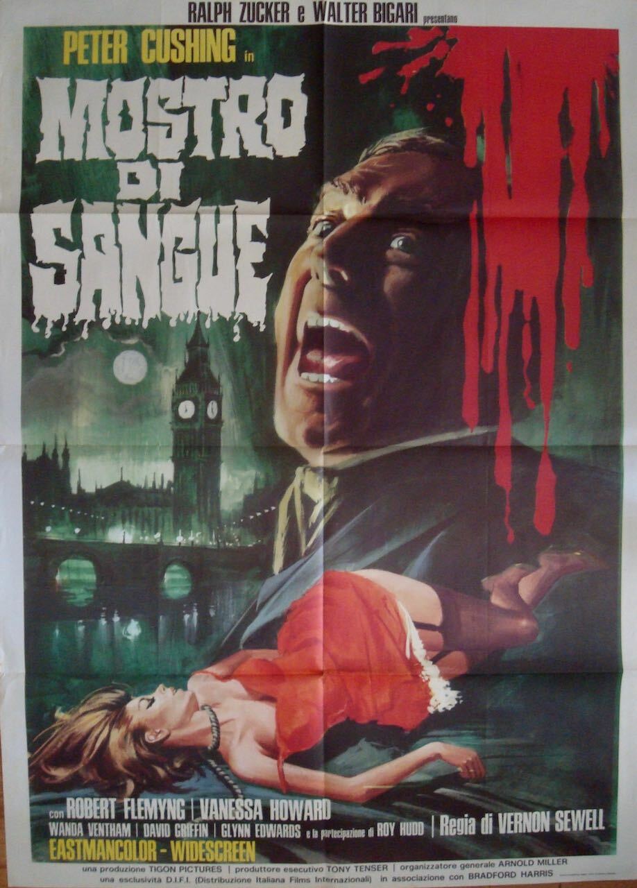 BLOOD BEAST TERROR Italian 2F movie poster 39×55 PETER CUSHING HORROR 1967 RARE