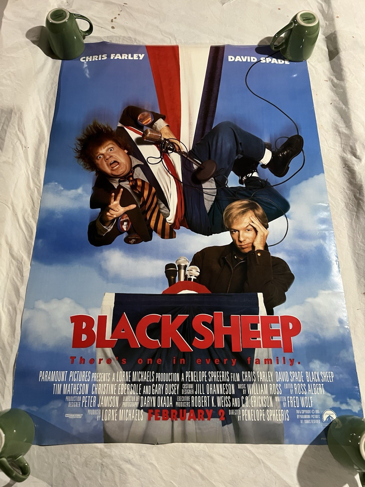 BLACK SHEEP – 1996 Original DS 27×40 Rolled Movie Poster – Chris Farley + Spade