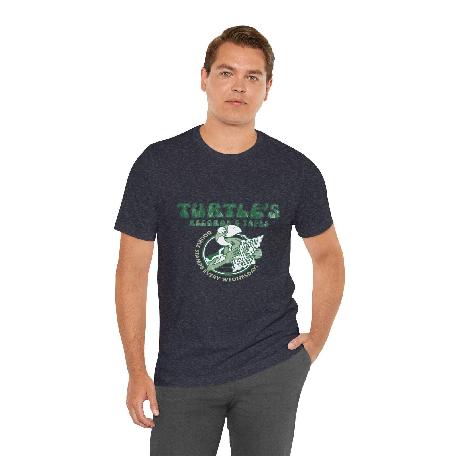 Vintage Turtles Records & Tapes Savings Stamps Logo Unisex Jersey Short Sleeve T