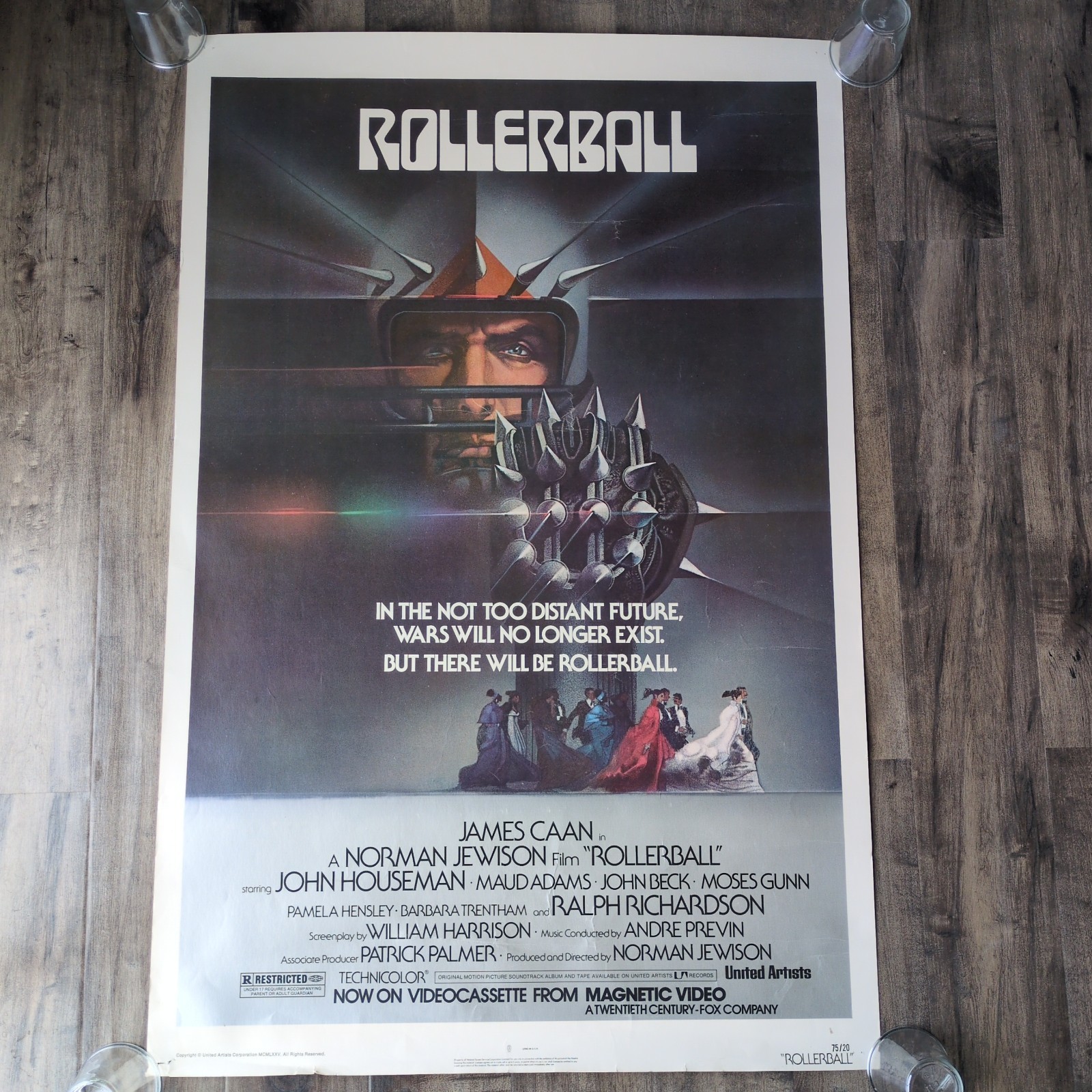Vintage Rollerball Movie Poster 27×41 James Caan Norman Jewison NSS 75/20 Orig