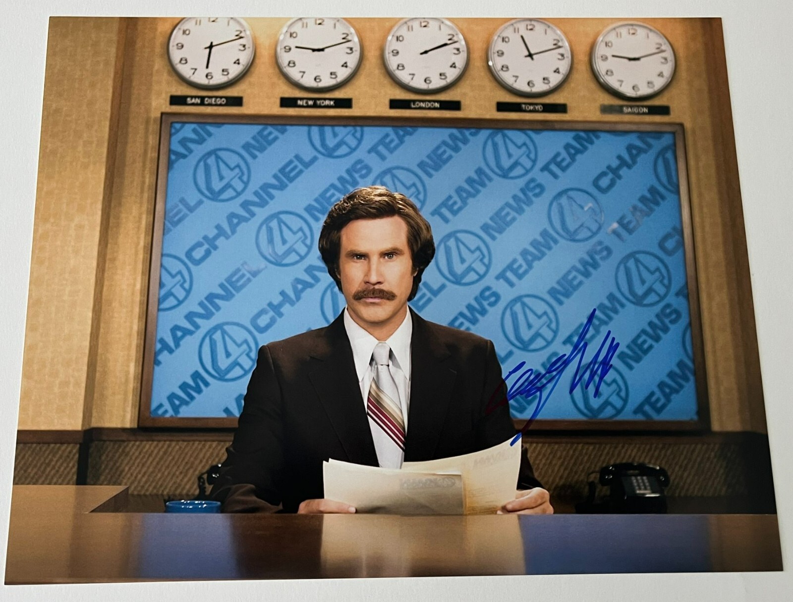 WILL FERRELL SIGNED AUTOGRAPH ANCHORMAN 11×14 PHOTO w/PROOF & BECKETT BAS COA