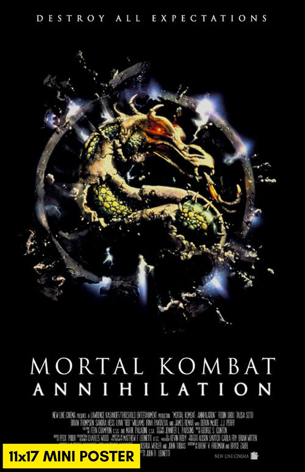 Mortal Kombat: Annihilation (1997) Movie Poster 11×17 Video Game Action Fighting