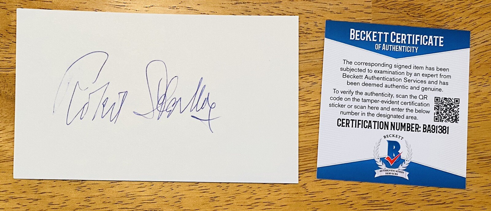 Robert Sterling Signed Autographed 3×5 Card BAS Beckett Cert Topper