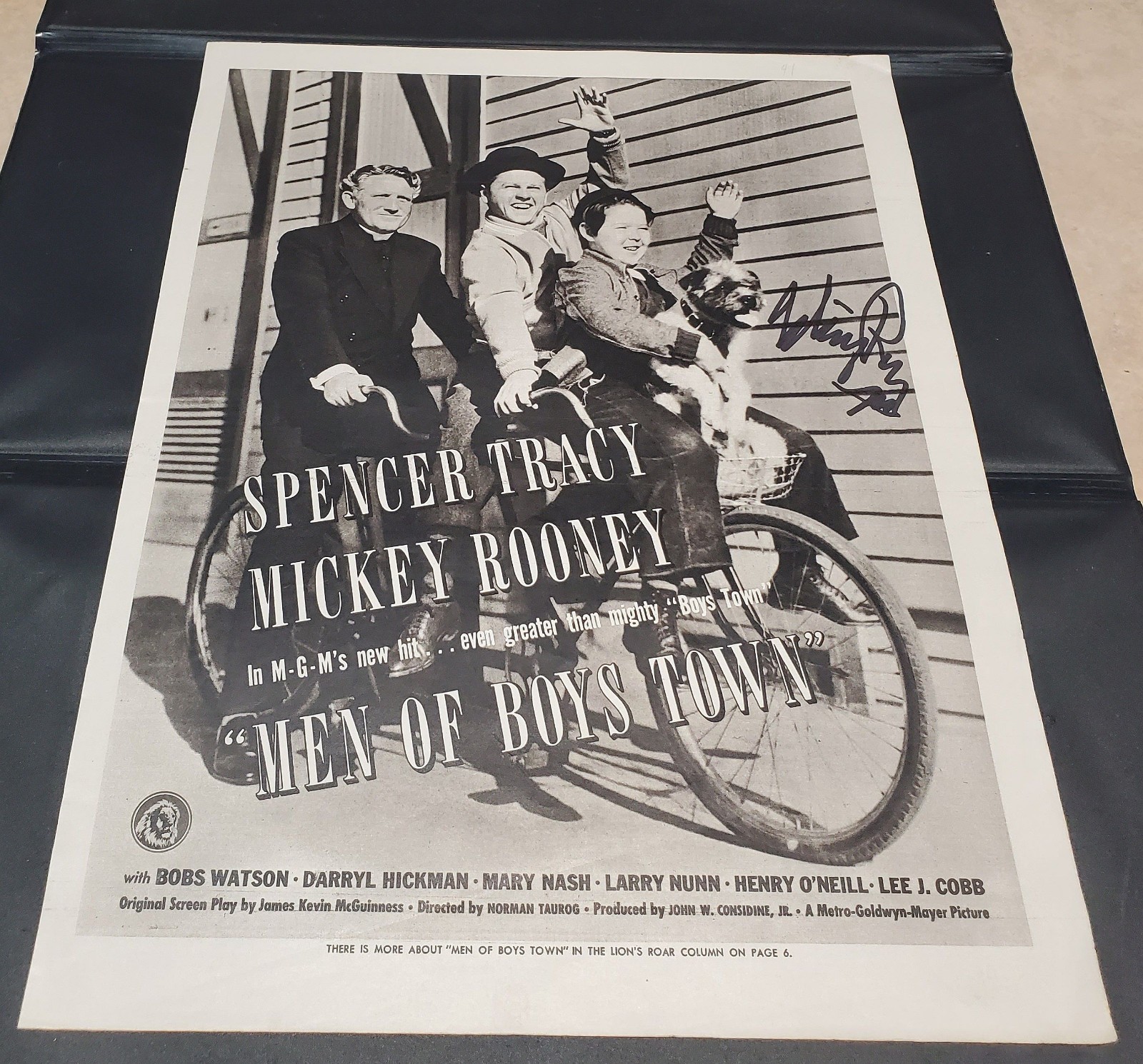 MICKEY ROONEY – 1941 Advertisement for “Men of Boys Town” – SIGNED in Person