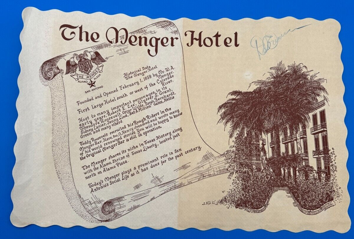 SIGNED Dale Evans (wife of Roy Rogers) Historic Menger Hotel San Antonio Texas