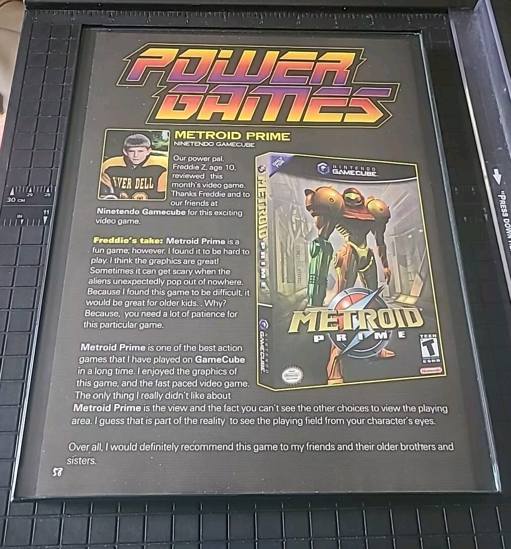 Metroid Prime Nintendo 2003 Print Ad Framed 8.5×11 Wall Art Faces Magazine