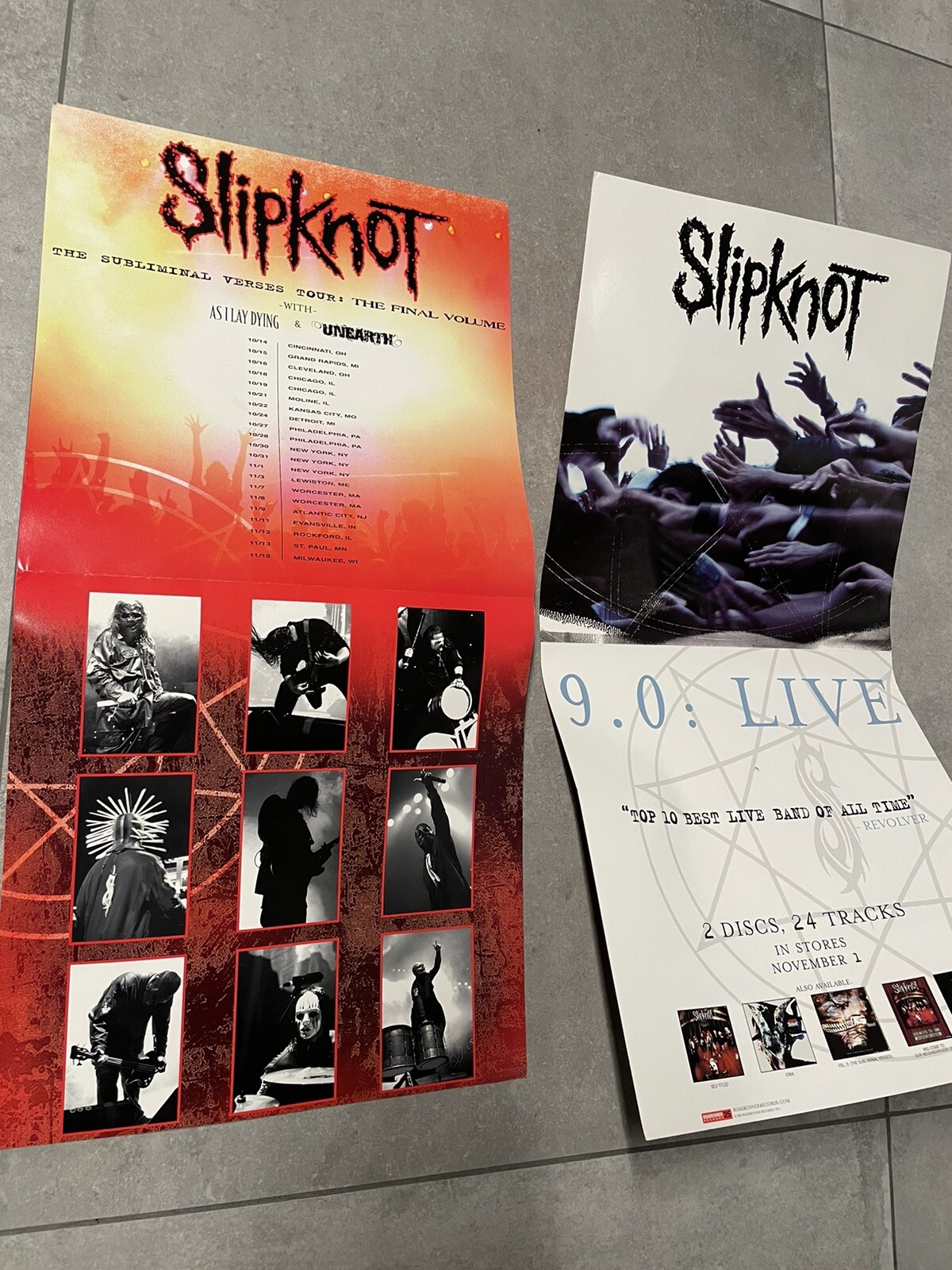 RARE SLIPKNOT Promo Poster 2 Sided – Subliminal Verses Tour Live 9.0