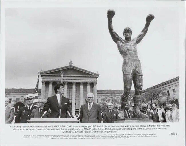Rocky III Sylvester Stallone Unveils Philadelphia Rocky Statue 8×10 Picture Cele