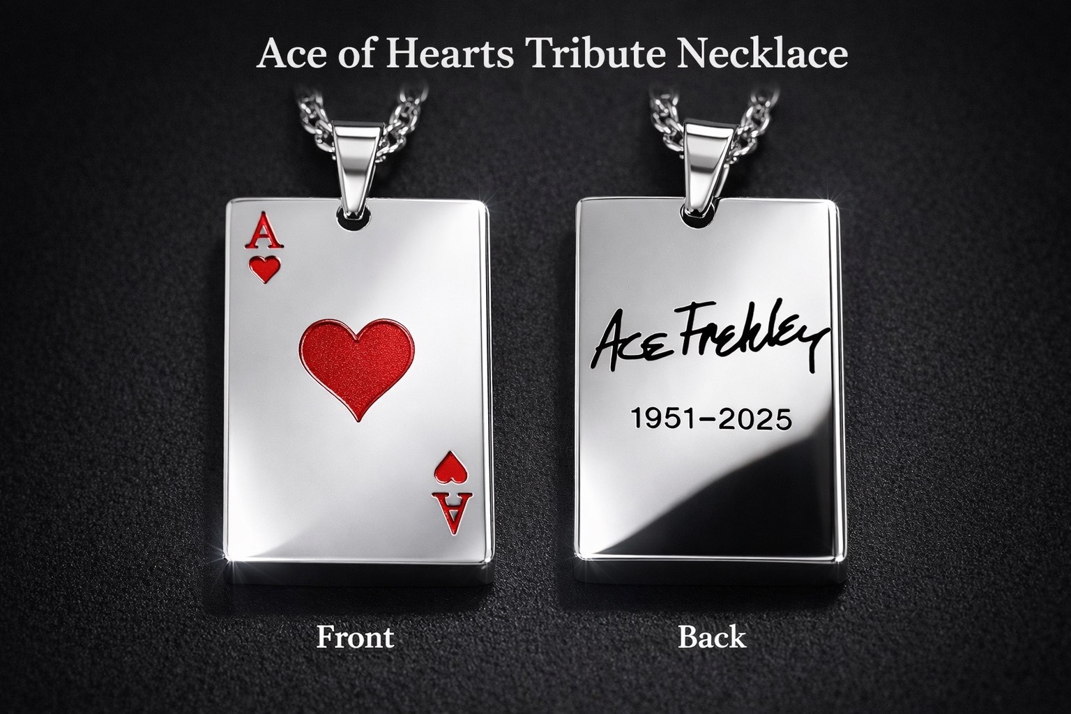 Ace Frehley – Ace of Hearts Tribute Necklace (Stainless Steel, 100 in the world)
