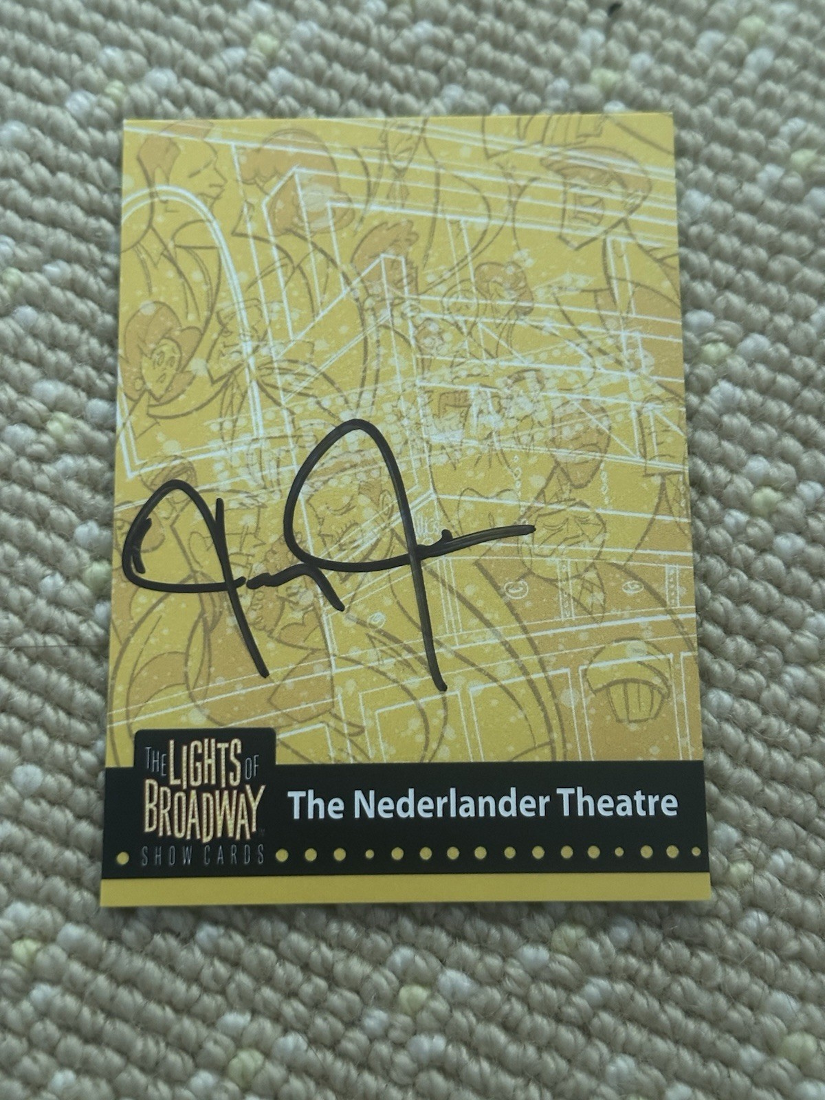 Jeremy Jordan Signed Nederlander Theatre Lights Of Broadway Card Newsies