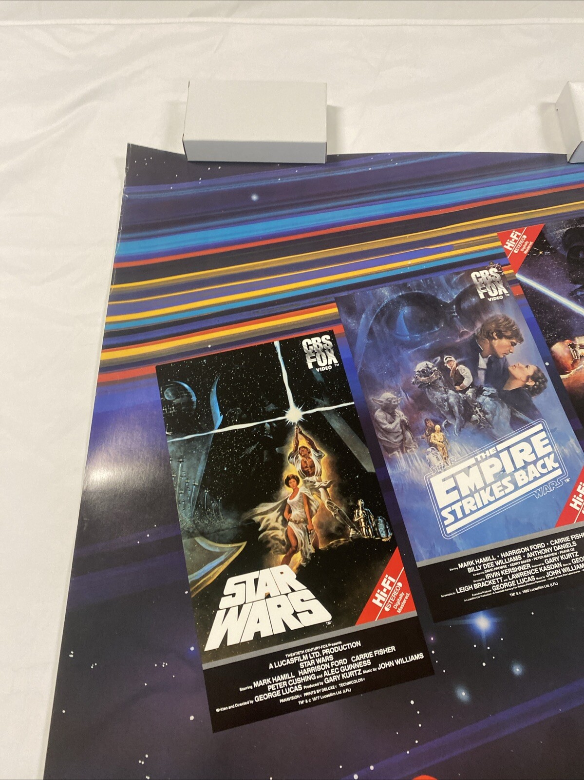 1988 STAR WARS TRILOGY ORIGINAL ROLLED UNUSED 26×38 CBS FOX PROMO POSTER MINTY