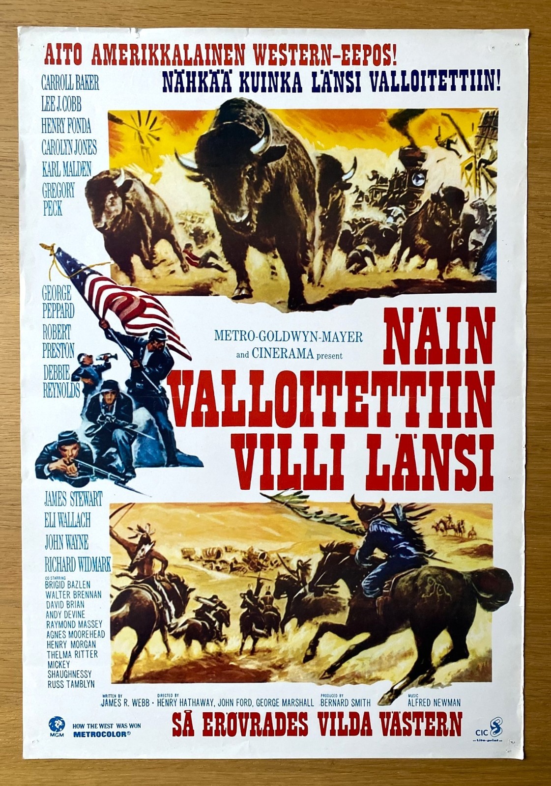 HOW THE WEST WAS WON 1962 – Original Finnish Movie Poster 1976 VF FREE SHIPPING