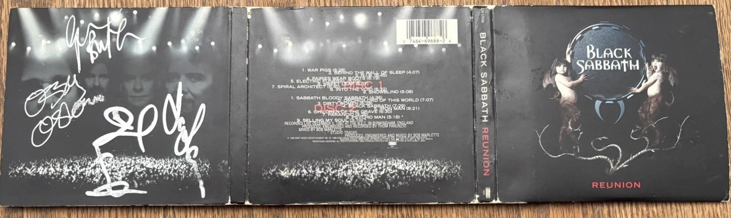 BLACK SABBATH FULLY SIGNED REUNION CD X4 SILVER SIGS GUARANTEED AUTHENTIC