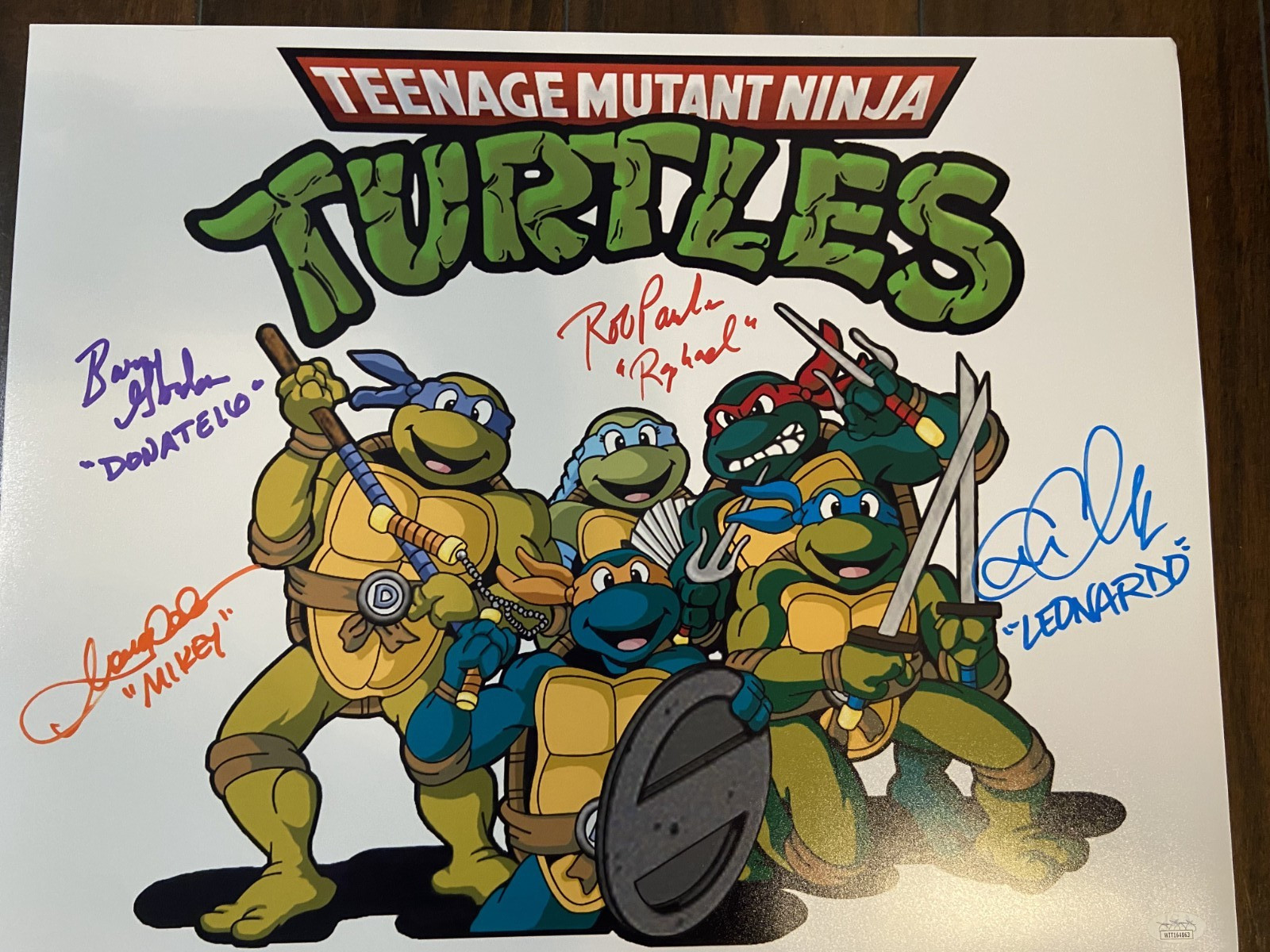 1987 TMNT TURTLES TV SHOW ORIGINAL VOICES HAND SIGNED X4 JSA/COA 16X20″ POSTER
