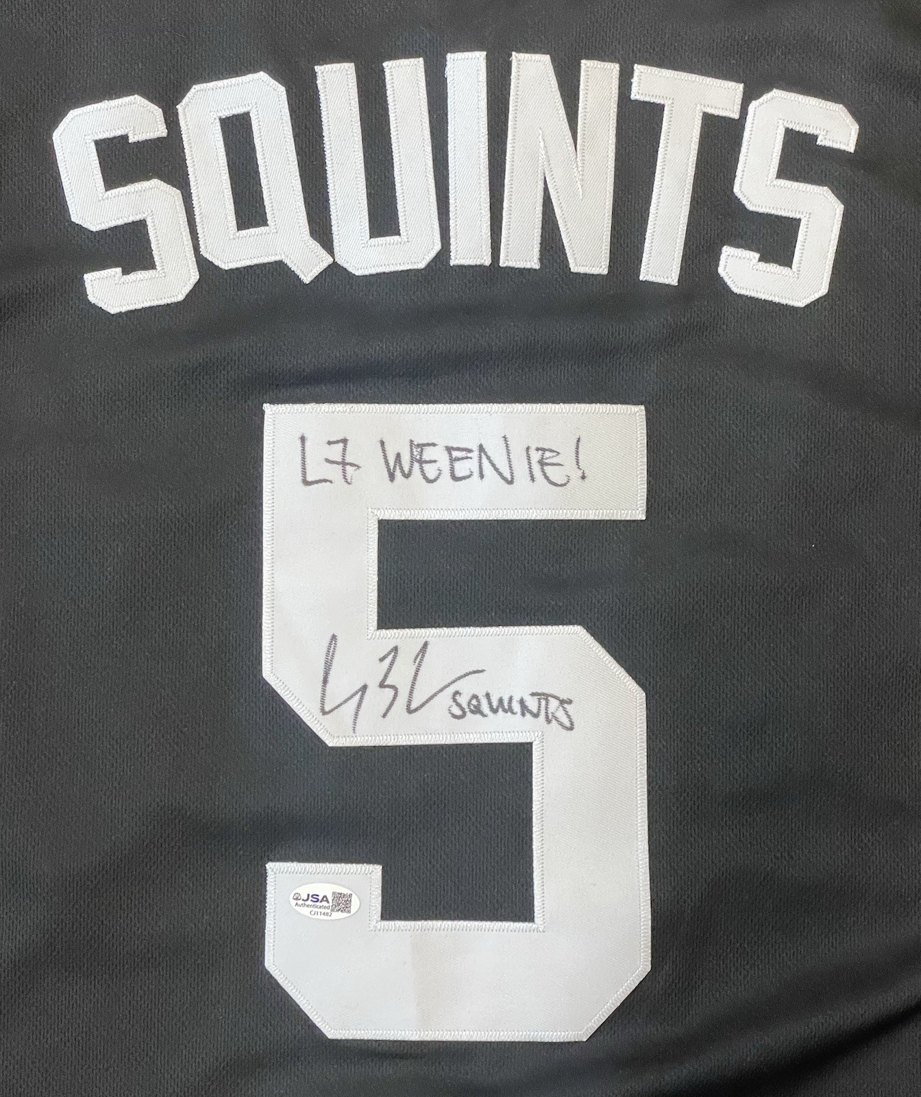 Chauncey Leopardi SIGNED Squints Baseball Jersey w/ JSA COA ~ The Sandlot