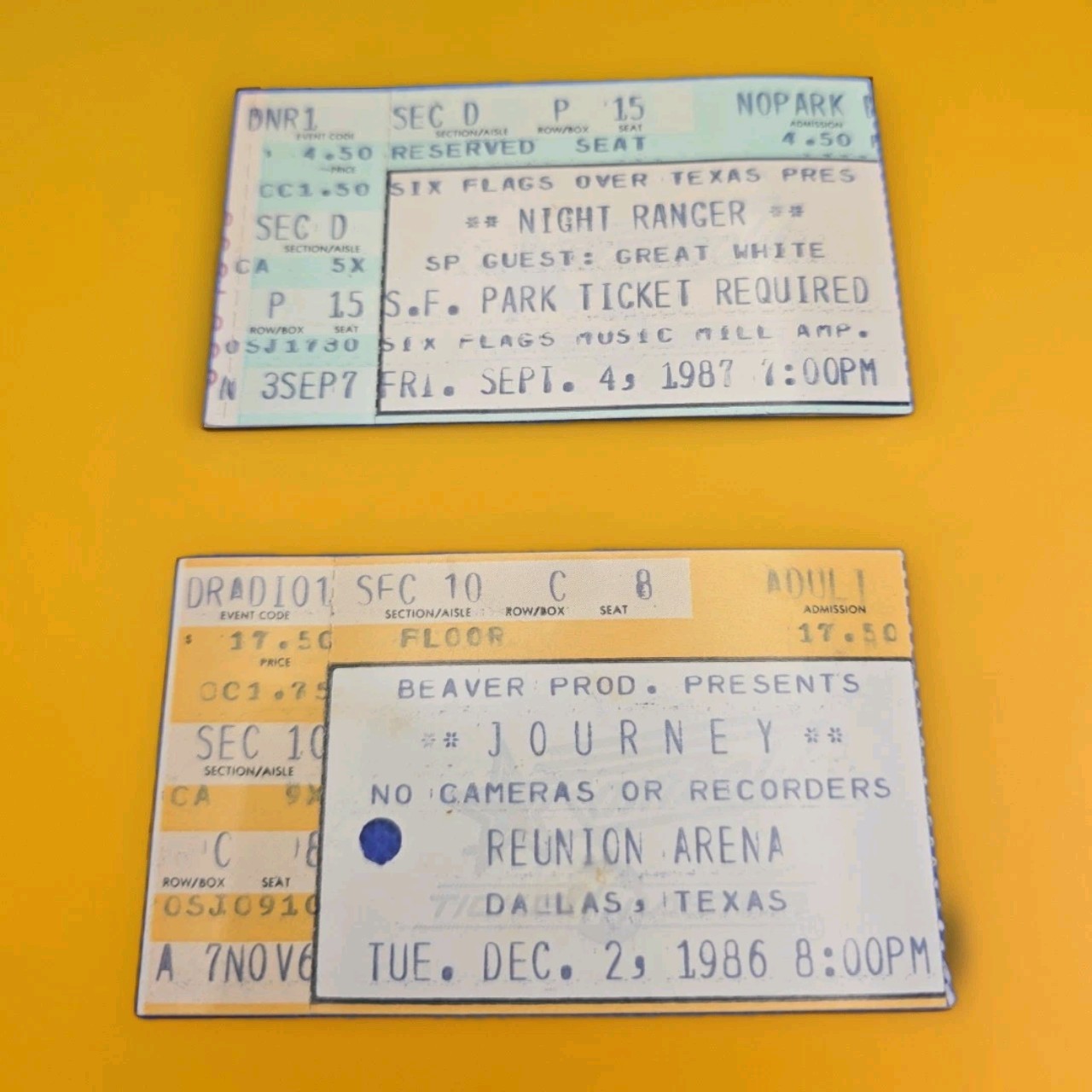🎟️ Vintage Rare Journey & Night Ranger Concert Ticket Stub Lot 1986–1987